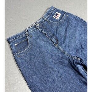 DLO NYC Mens Baggy Wide Leg Jeans 38x34 Vintage 90s Urban Streetwear Blue Denim
